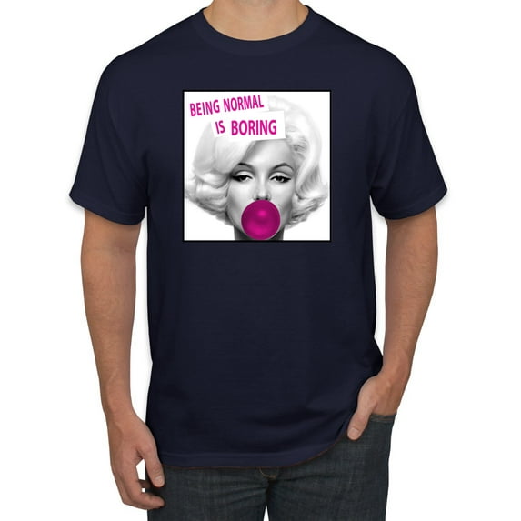 Marilyn Monroe Being Normal is Boring | Mens Famous People Graphic T-Shirt, Navy, 3XL