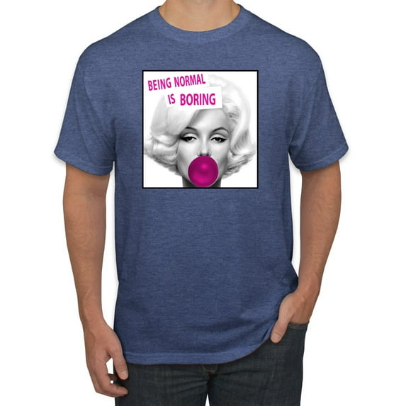 Marilyn Monroe Being Normal is Boring | Mens Famous People Graphic T-Shirt, Vintage Heather Blue, Large
