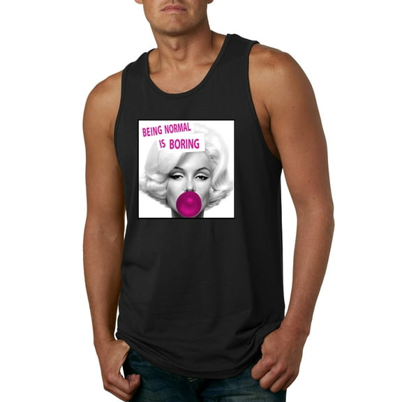 Marilyn Monroe Being Normal is Boring | Mens Famous People Graphic Tank Top, Black, Small