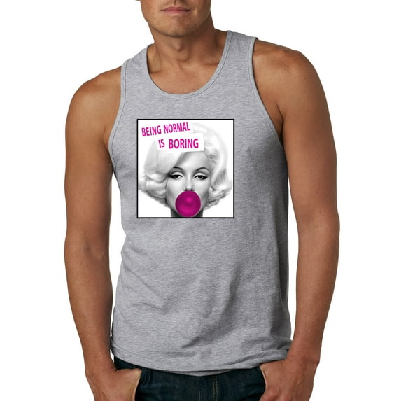 Marilyn Monroe Being Normal is Boring | Mens Famous People Graphic Tank Top, Heather Grey, Medium