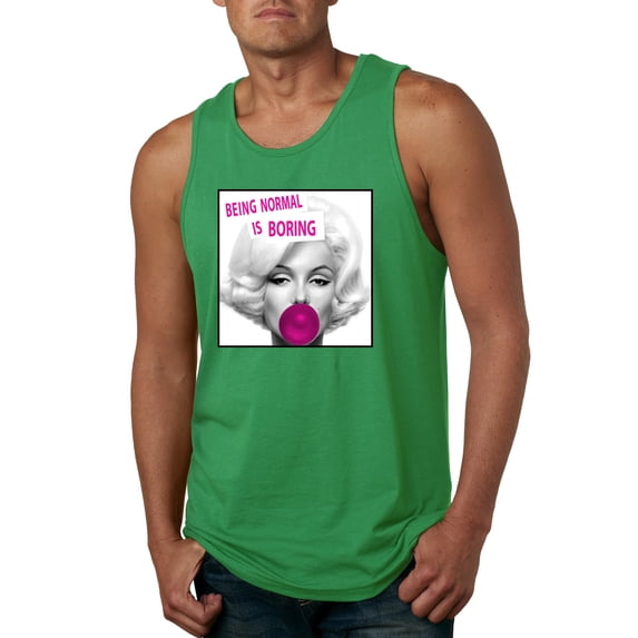 Marilyn Monroe Being Normal is Boring | Mens Famous People Graphic Tank Top, Kelly, X-Large