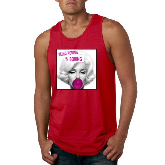 Marilyn Monroe Being Normal is Boring | Mens Famous People Graphic Tank Top, Red, Large