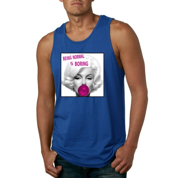 Marilyn Monroe Being Normal is Boring | Mens Famous People Graphic Tank Top, Royal, X-Large
