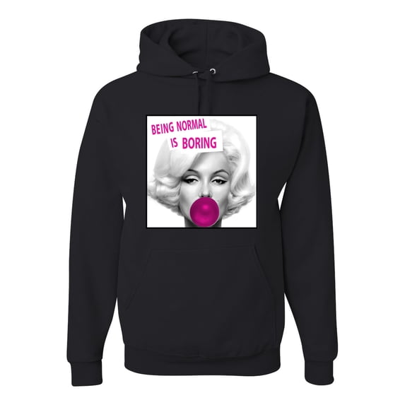Marilyn Monroe Being Normal is Boring | Mens Famous People Hooded Sweatshirt Graphic Hoodie, Black, 2XL