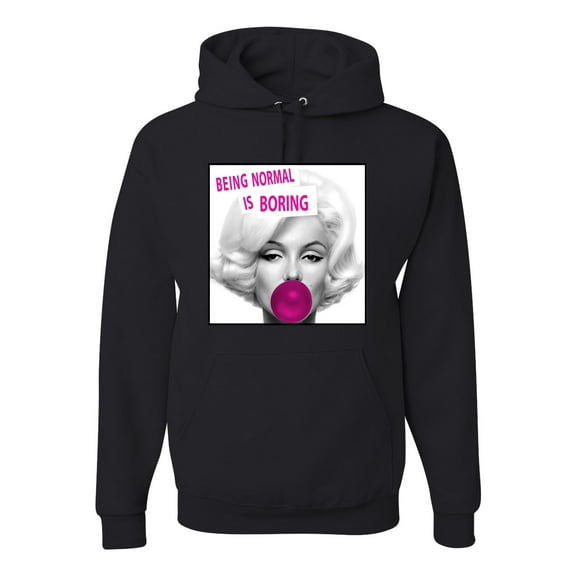 Marilyn Monroe Being Normal is Boring | Mens Famous People Hooded Sweatshirt Graphic Hoodie, Black, Large