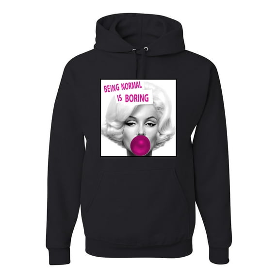 Marilyn Monroe Being Normal is Boring | Mens Famous People Hooded Sweatshirt Graphic Hoodie, Black, Small