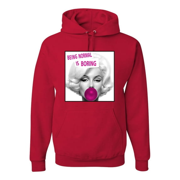 Marilyn Monroe Being Normal is Boring | Mens Famous People Hooded Sweatshirt Graphic Hoodie, Red, 3XL