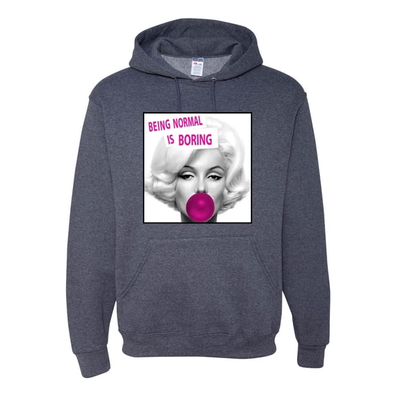 Marilyn Monroe Being Normal is Boring | Mens Famous People Hooded Sweatshirt Graphic Hoodie, Vintage Heather Navy, 2XL