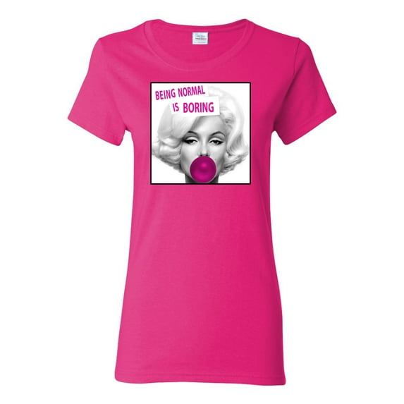 Marilyn Monroe Being Normal is Boring | Womens Famous People Graphic T-Shirt, Fuschia, Large