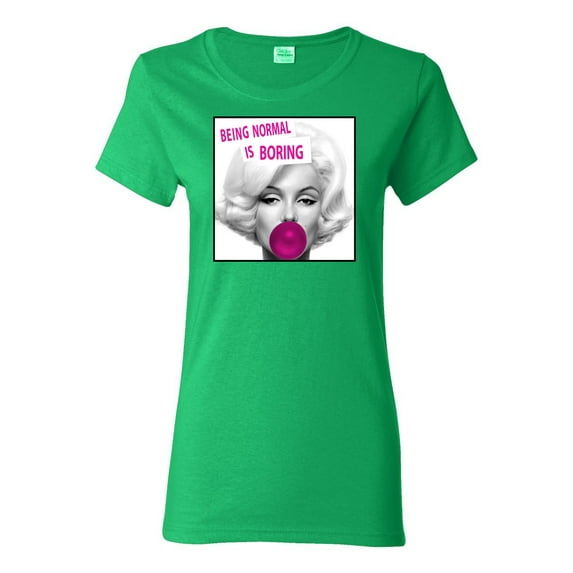 Marilyn Monroe Being Normal is Boring | Womens Famous People Graphic T-Shirt, Kelly, Small