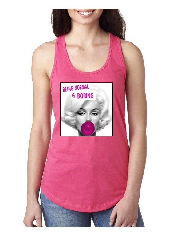 Marilyn Monroe Being Normal is Boring | Womens Famous People Jersey Racerback Tank Top, Hot Pink, X-Large