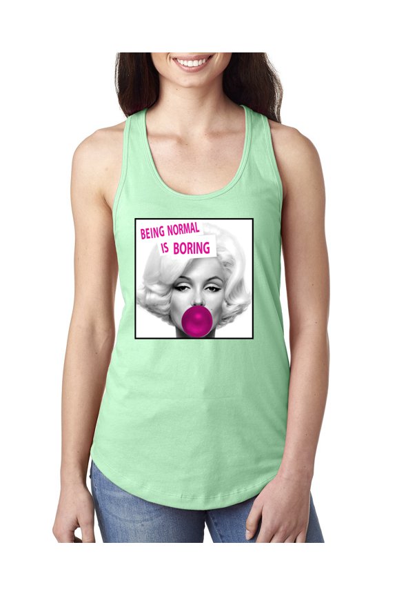 Marilyn Monroe Being Normal is Boring | Womens Famous People Jersey Racerback Tank Top, Mint, Medium