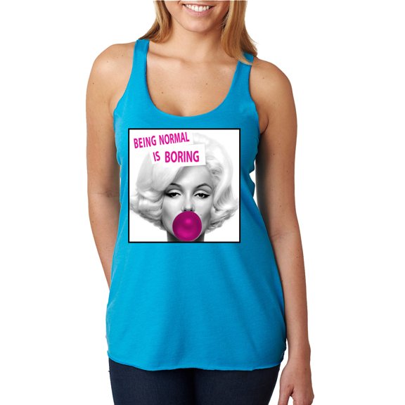 Marilyn Monroe Being Normal is Boring | Womens Famous People Premium Tri-Blend Racerback Tank Top, Vintage Turquoise, Small