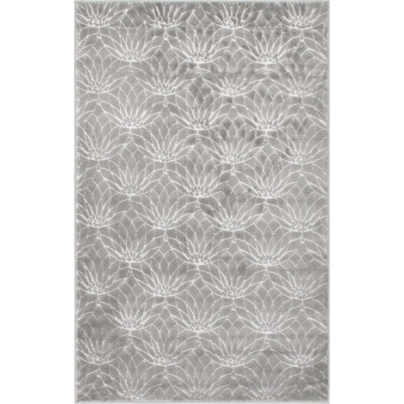 Marilyn Monroe Floral Modern Area Rug, Gray/Silver, 72'' x 48''