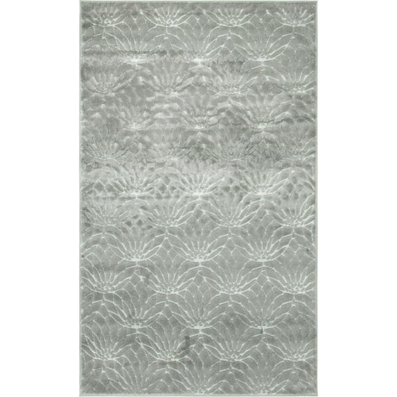 Marilyn Monroe Floral Modern Area Rug, Silver, 5" x 8"