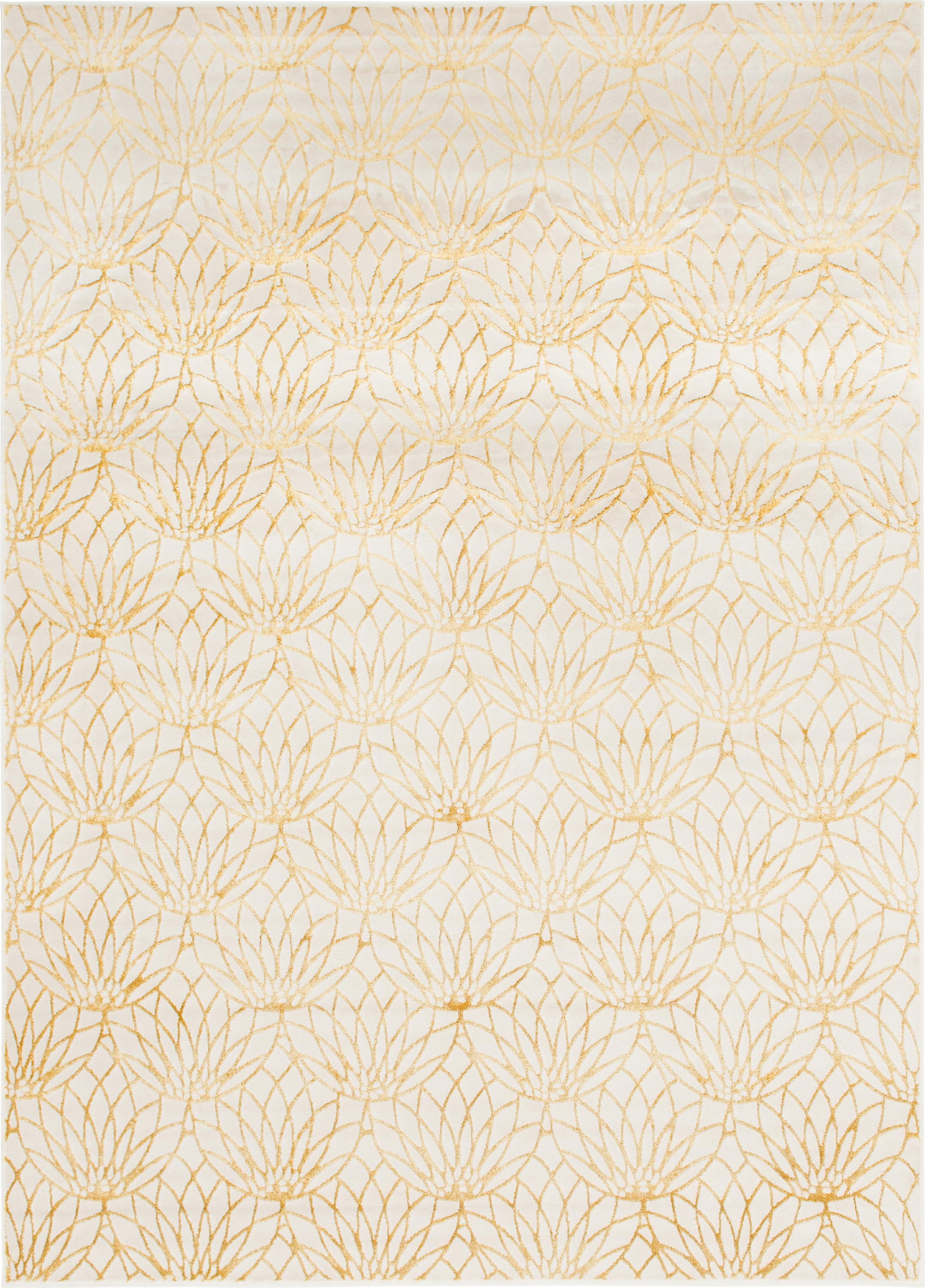 White Gold Geometric 9' x 12' Stain-Resistant Area Rug