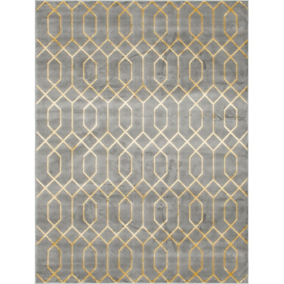 Marilyn Monroe Geometric Modern Area Rug, Gray/Gold, 120" x 96"
