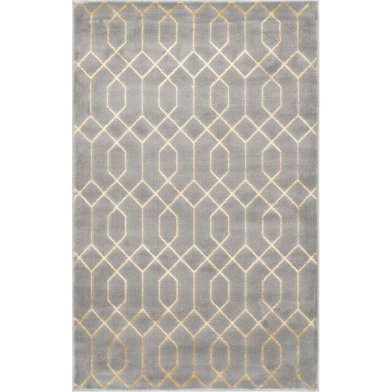 Marilyn Monroe Geometric Modern Area Rug, Gray/Gold, 72" x 48"