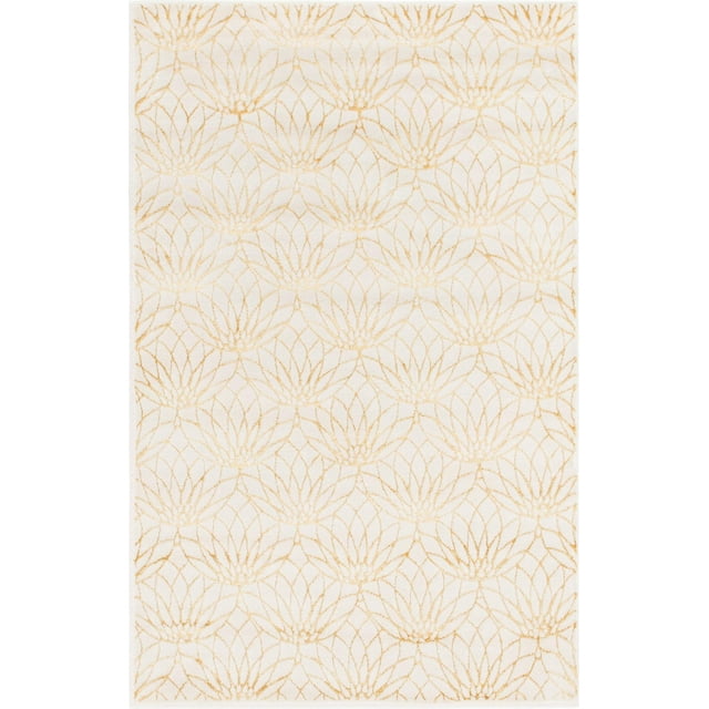 Marilyn Monroe Glam Collection Area Rug - Dahlia (4' 1" x 6' 1" Rectangle White Gold/Gold)