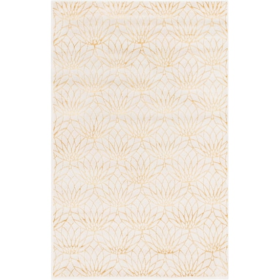 Marilyn Monroe Glam Collection Area Rug - Dahlia (4' 1" x 6' 1" Rectangle White Gold/Gold)