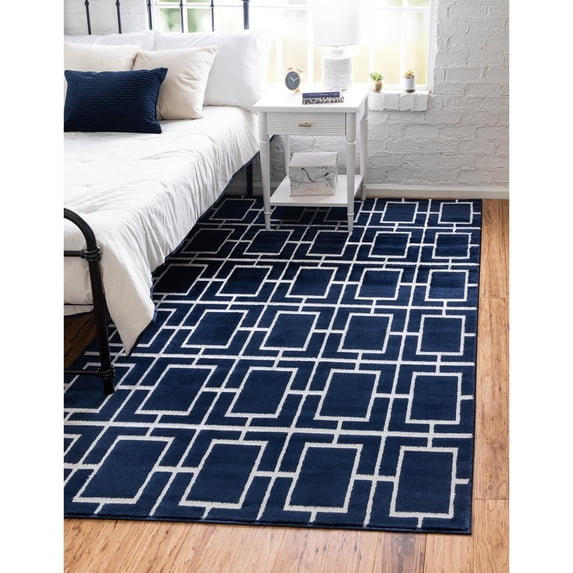 Marilyn Monroe Glam Collection Area Rug - Deco (10' x 14' 1" Rectangle Navy Blue Silver/Silver)