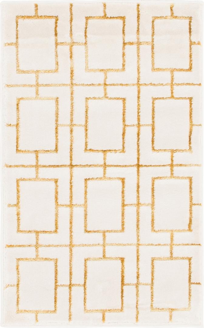8' x 10' White Gold Trellis Synthetic Area Rug