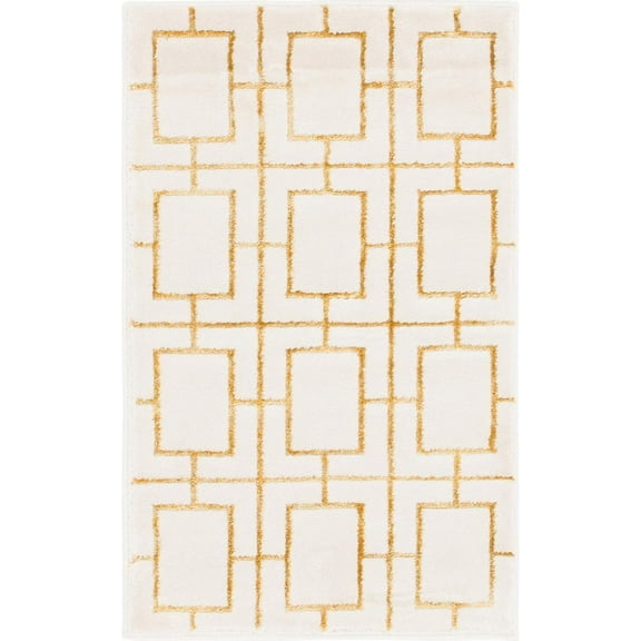 Marilyn Monroe Glam Collection Area Rug - Deco (2' x 3' 1" Rectangle White Gold/Gold)