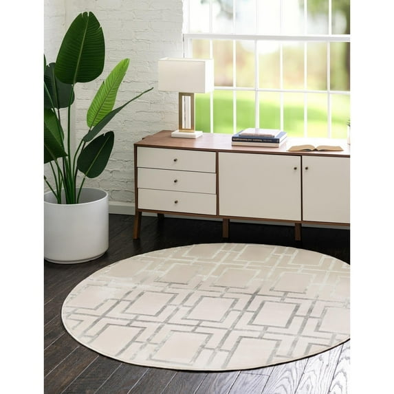 Marilyn Monroe Glam Collection Area Rug - Deco (3' 1" Round White Silver/Silver)