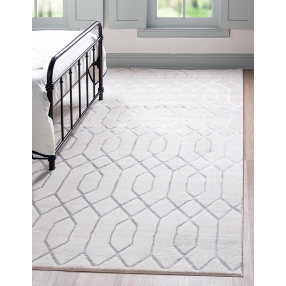 Marilyn Monroe Glam Collection Area Rug - Trellis (10' x 13' 1" Rectangle White Silver/Silver)