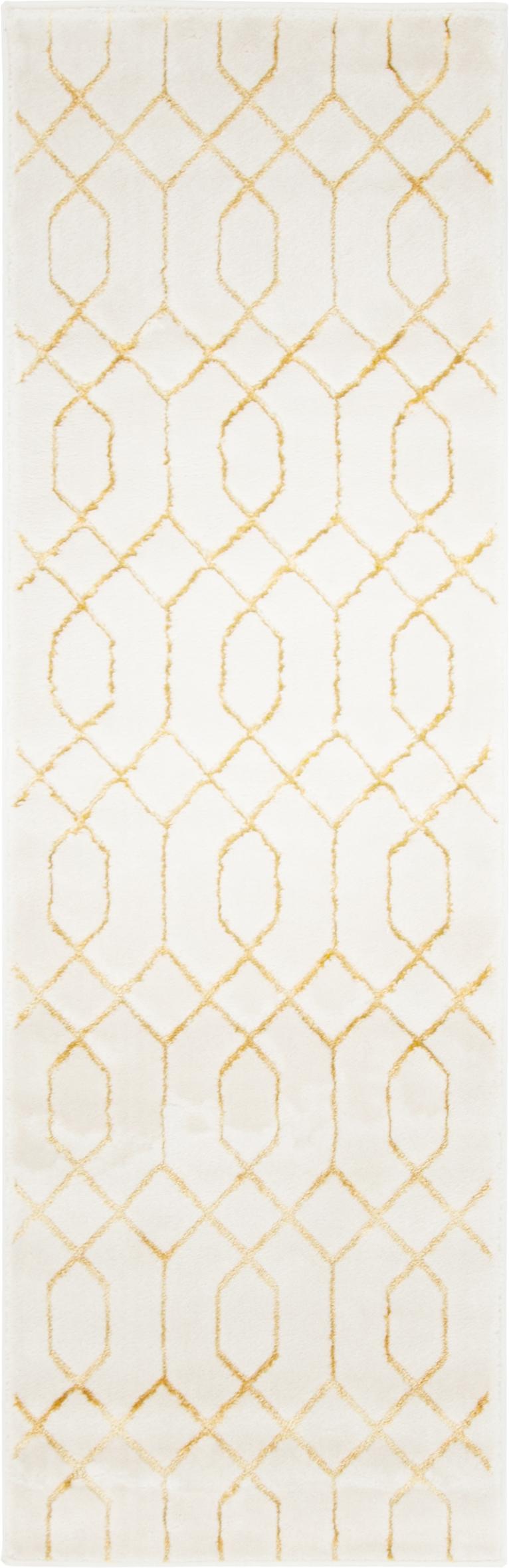 Tappeto Ovale Unique Loom Marilyn Monroe Glam Collection: Motivo Geometrico A Traliccio Su Fondo Bianco Con Dettagli Oro. Dimensioni 239x305 Cm, Tessuto In Polipropilene, Facile Da Pulire. Porta Il Glamour Di Hollywood In Casa.