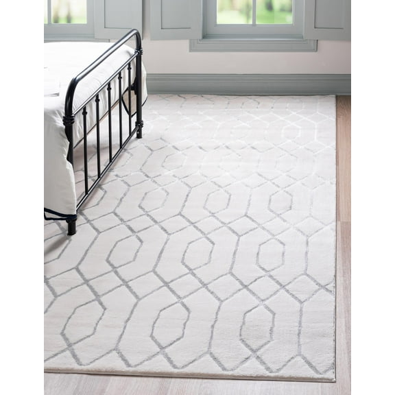 Marilyn Monroe Glam Collection Area Rug - Trellis (3' 1" x 5' 3" Rectangle White Silver/Silver)