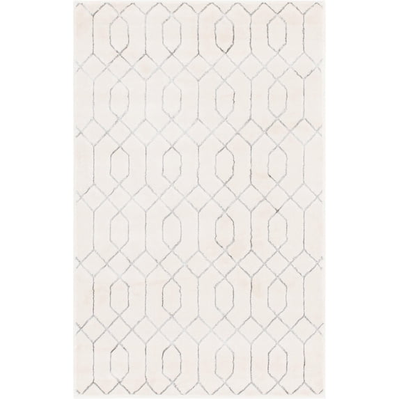 Marilyn Monroe Glam Collection Area Rug - Trellis (4' 1" x 6' 1" Rectangle White Silver/Silver)