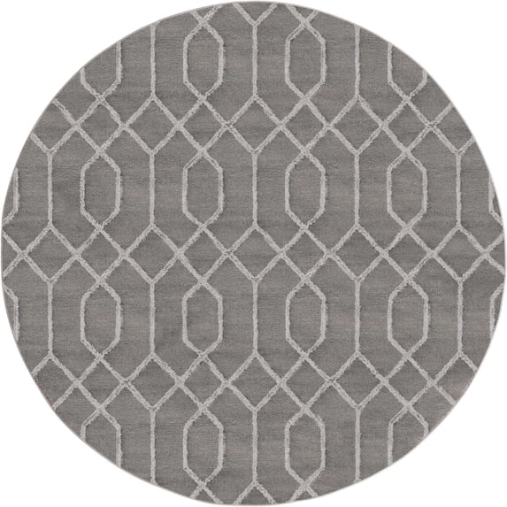 Marilyn Monroe Glam Collection Area Rug - Trellis (5' 3" Round Gray Silver/Silver)