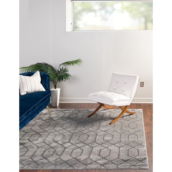 Marilyn Monroe Glam Collection Area Rug - Trellis (7' 10" Square Gray Silver/Silver)