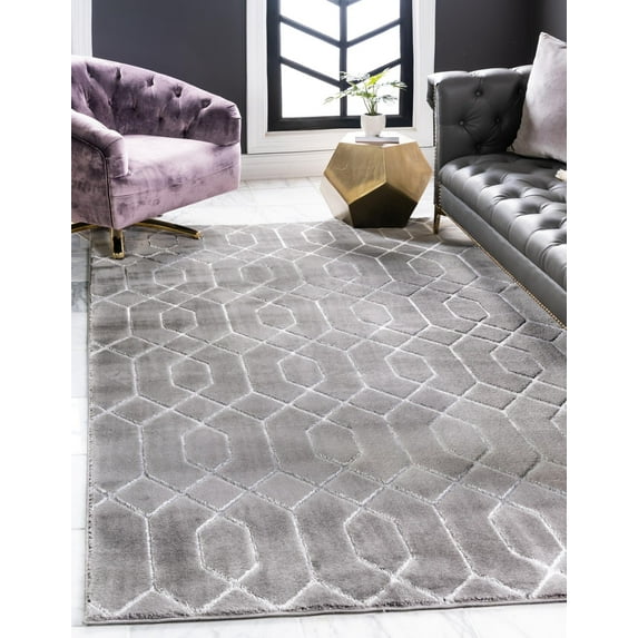 Marilyn Monroe Glam Collection Area Rug - Trellis (7' 1" x 10' Rectangle Gray Silver/Silver)