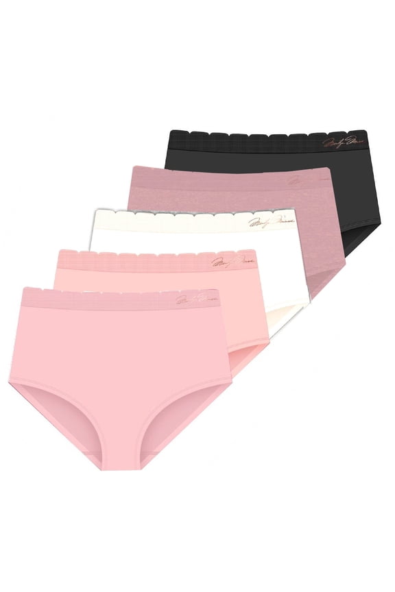 Intimates Seamless Lightweight Brief Panties - Scallop Waist Set of 5 - Size Large FITS: Clothing Pant Size 14/16