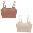 thumbnail image 1 of Marilyn Monroe Intimates Women's Long Line Laser-Cut Seamless Bralette 2 Pack - Clay Pinks - Small, 1 of 8