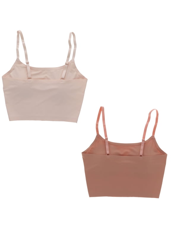 Intimates Women's Long Line Laser-Cut Seamless Bralette 2 Pack - Neutral Pinks - Medium