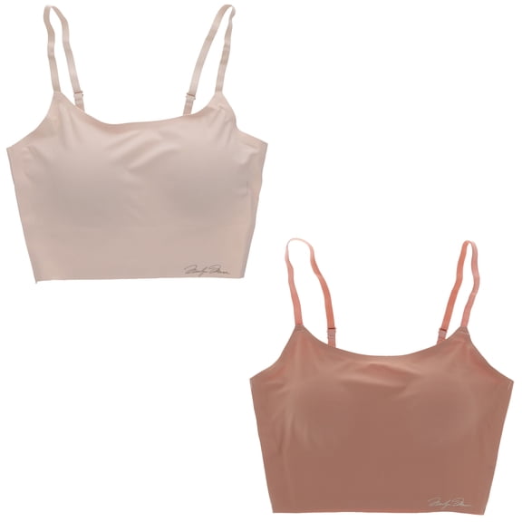 Marilyn Monroe Intimates Women's Long Line Laser-Cut Seamless Bralette 2 Pack - Neutral Pinks - Small