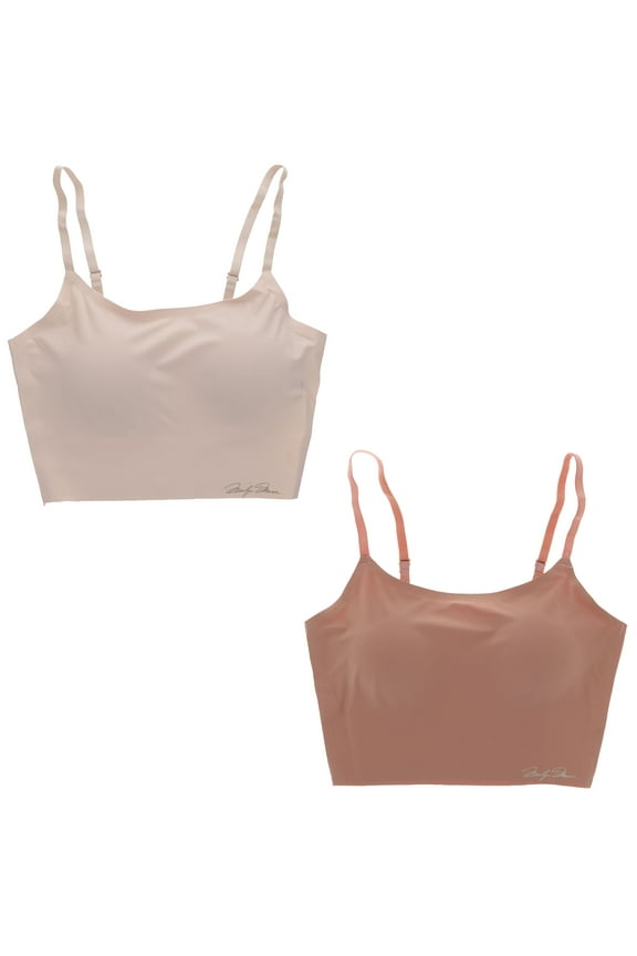 Intimates Women's Long Line Laser-Cut Seamless Bralette 2 Pack - Neutral Pinks - X-Large