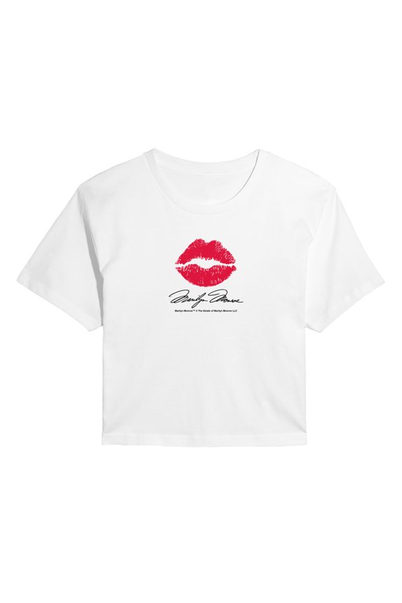 - Lips Signature - Juniors Cropped Graphic T-Shirt