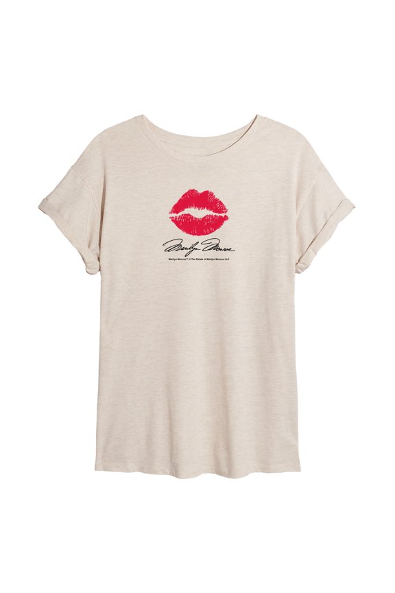 - Lips Signature - Juniors Oversized Graphic T-Shirt