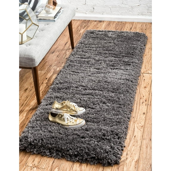 Marilyn Monroe Opulence Shag Collection Area Rug - Silver Screen (2' 7" x 12' Runner Slate)