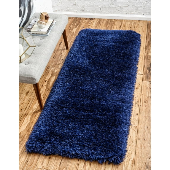 Marilyn Monroe Opulence Shag Collection Area Rug - Silver Screen (2' x 10' Runner Aegean Blue)