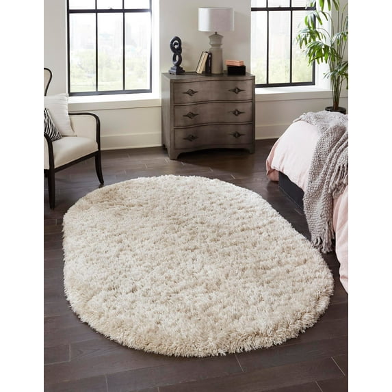 Marilyn Monroe Opulence Shag Collection Area Rug - Silver Screen (4' x 6' Oval Blonde)