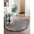 thumbnail image 1 of Marilyn Monroe Opulence Shag Collection Area Rug - Silver Screen (5' 3" x 8' Oval Slate), 1 of 10