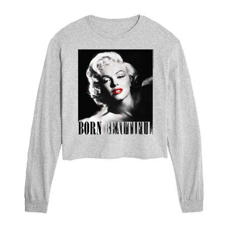 Marilyn Monroe - Pop Culture Icon - Born Beautiful - Juniors Cropped Long Sleeve T-Shirt