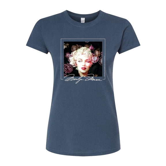 Marilyn Monroe - Pop Culture Icon - Covered in Flowers - Juniors Fitted Graphic T-Shirt