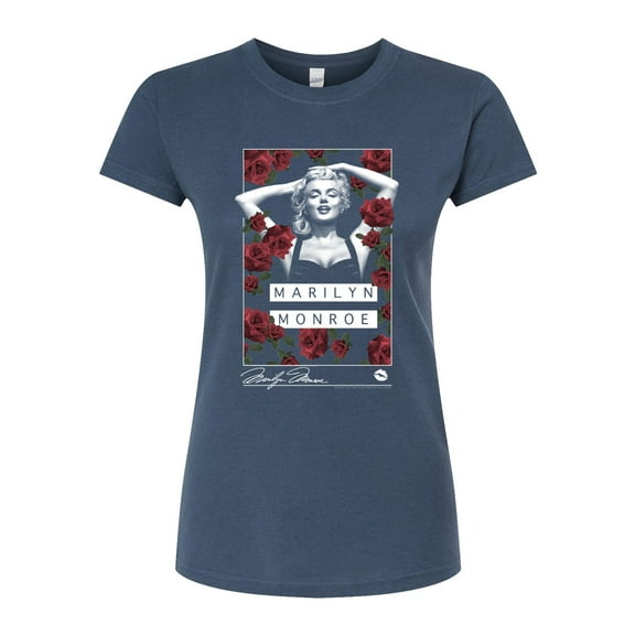 Marilyn Monroe - Pop Culture Icon - Covered in Red Roses - Juniors Fitted Graphic T-Shirt