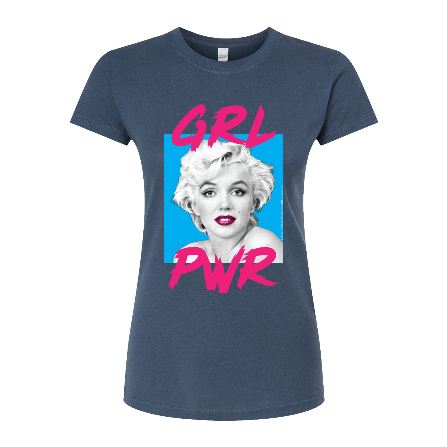 T-shirt Graphique Marilyn Monroe En Coton - Taille Juniors Medium (M), Couleur Marine, Manches Courtes, Neuf Sans étiquette